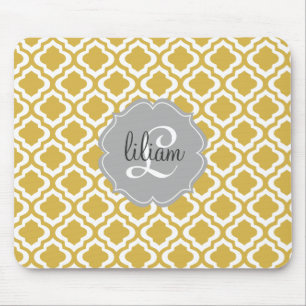 Eleganter Goldmarokkaner Quatrefoil personalisiert Mousepad