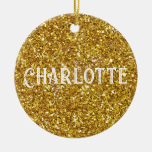 Eleganter Goldmedaillengewinner Glitzern Glitzer p Keramik Ornament