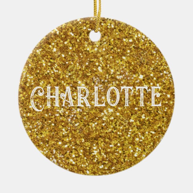 Eleganter Goldmedaillengewinner Glitzern Glitzer p Keramik Ornament (Vorne)