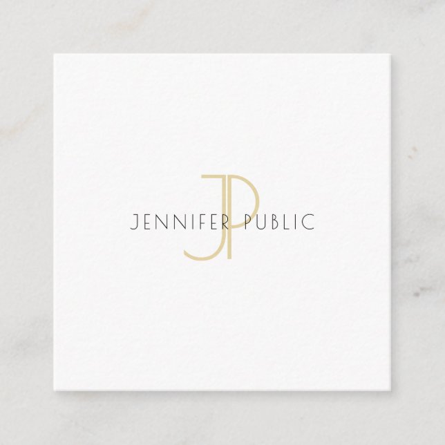 Eleganter Goldmonogramm-Entwurfs-Luxe Schablone Quadratische Visitenkarte (Vorderseite)