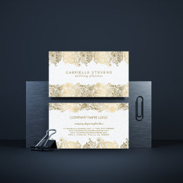 Eleganter Goldpaisley auf weißem Hochzeitsplaner Visitenkarte