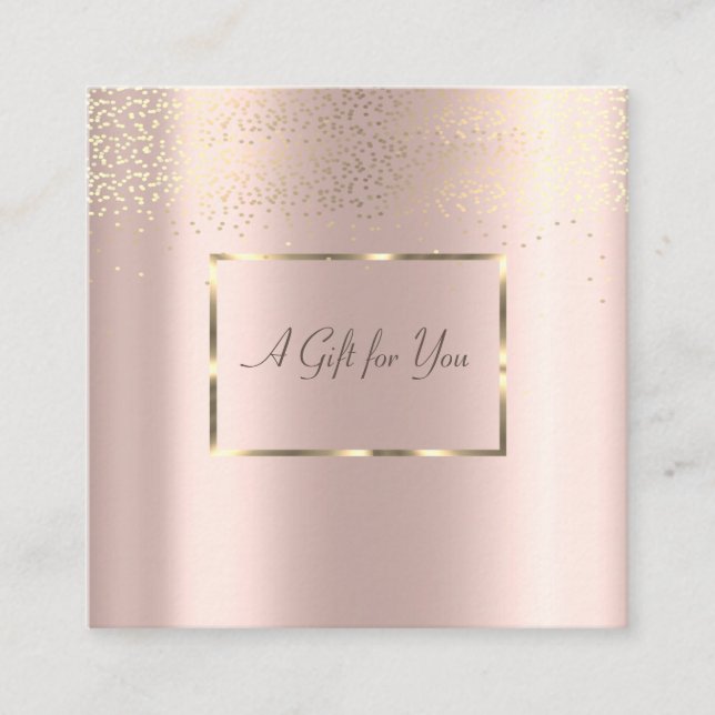 Eleganter Goldrahmen, Confetti Rose Gold Rabattkarte (Vorderseite)