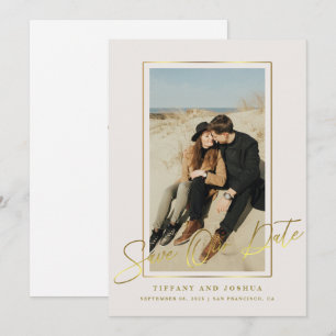 Eleganter Goldrahmen Foto Hochzeit Save The Date