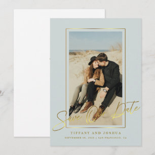Eleganter Goldrahmen-Foto-Hochzeit  Termin vormerk Save The Date