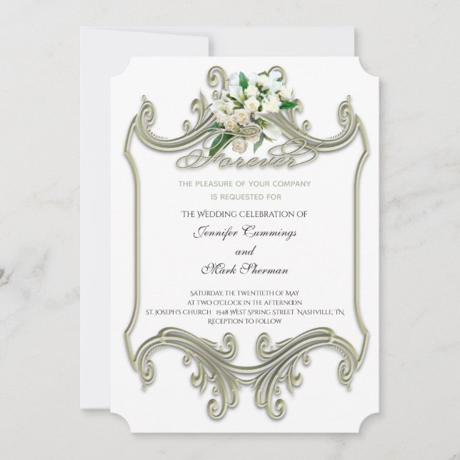 Eleganter Goldrahmen Hochzeit Einladung (Vorderseite)