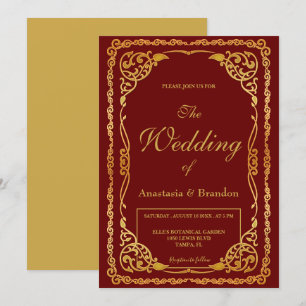 Eleganter Goldrahmen   Hochzeit Einladung