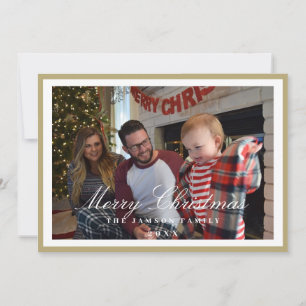 Eleganter Goldrahmen Horizontale Familienweihnacht Einladung