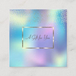 Eleganter Goldrahmen, Konfetti Blue Holographic Rabattkarte