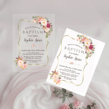 Eleganter Goldrahmen Rosa Blüten Mädchen Taufe