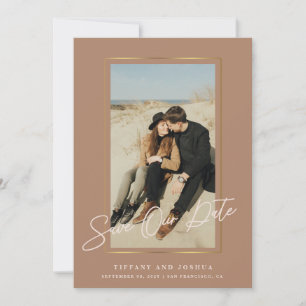 Eleganter Goldrahmen Staubrose Foto Hochzeit Save The Date