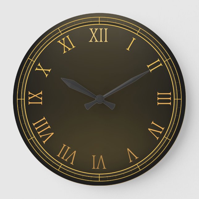 Eleganter Goldrahmen und römische Zahlen | Wall-Uh Große Wanduhr (Vorderseite)