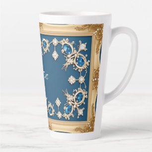 Eleganter Goldrahmen verziert mit blauen Edelstein Milchtasse