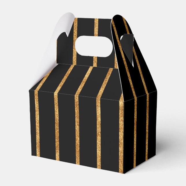Eleganter Goldrand Black Great Gatsby Wedding Geschenkschachtel (Vorderseite)