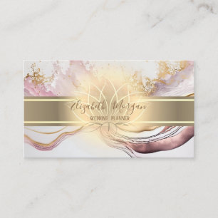 Eleganter Goldrand, Lotus Marmor Weiße Rose Gold Visitenkarte