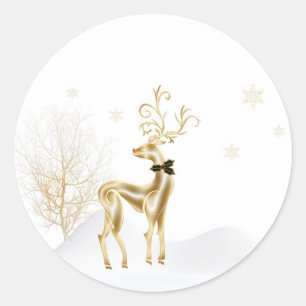 Eleganter Goldrausch, Winterlandschaft Runder Aufkleber