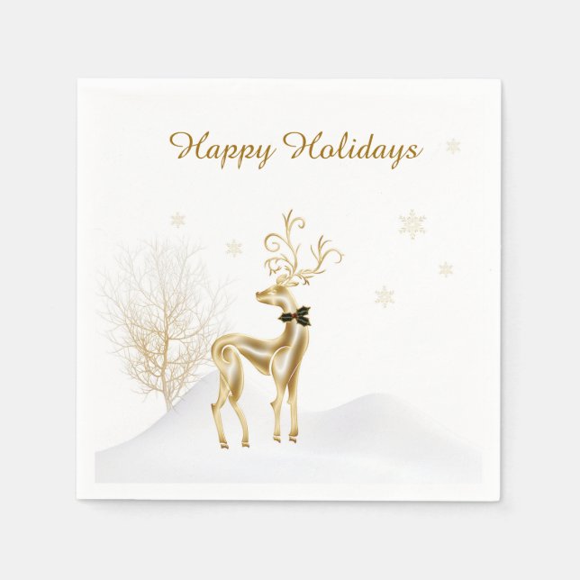 Eleganter Goldrausch, Winterlandschaft Serviette (Vorderseite)