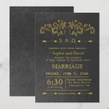 Eleganter Goldschmied Blüh Black Wedding Einladung