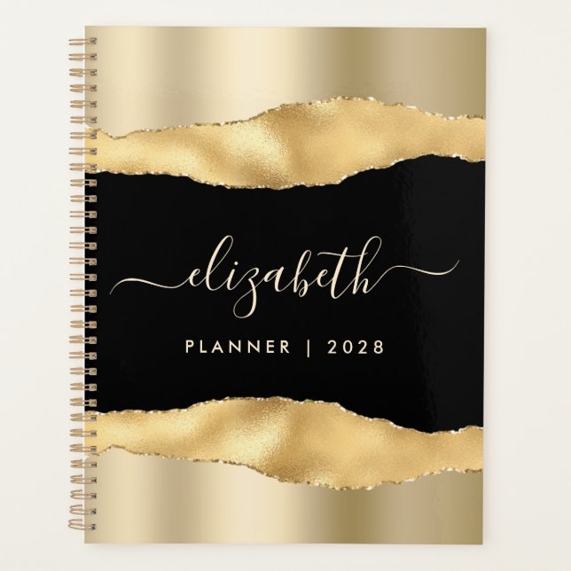 Eleganter Goldschmied Glitzer Mit Monogramm Planer (Vorderseite)