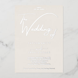 Eleganter Goldschmied Hochzeit in Elfenbein Blühen Folieneinladung