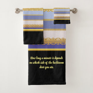 Eleganter Goldschmied mit blau-weißem Streifen Bat Badhandtuch Set