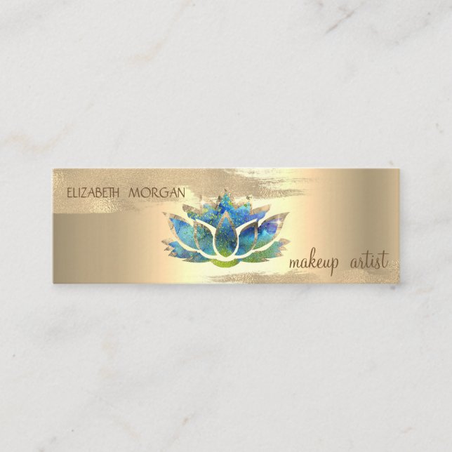 Eleganter Goldschmied Pinselstrich, Blauer Lotus Mini Visitenkarte (Vorderseite)