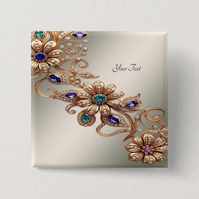Eleganter Goldschmuck Blumen Knopf Button (Vorderseite)
