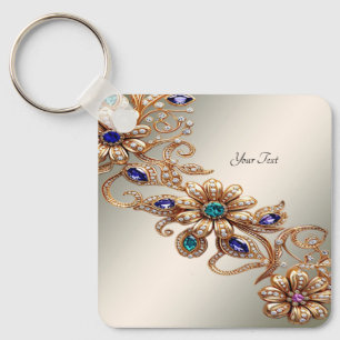 Eleganter Goldschmuck Blumen Schlüsselanhänger