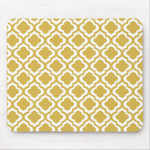 Eleganter Goldsenf-Marokkaner Quatrefoil Klee Mousepad