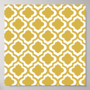 Eleganter Goldsenf-Marokkaner Quatrefoil Klee Poster