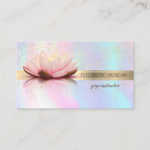 Eleganter Goldstreifen-Confetti, Lotus, Holografie Visitenkarte