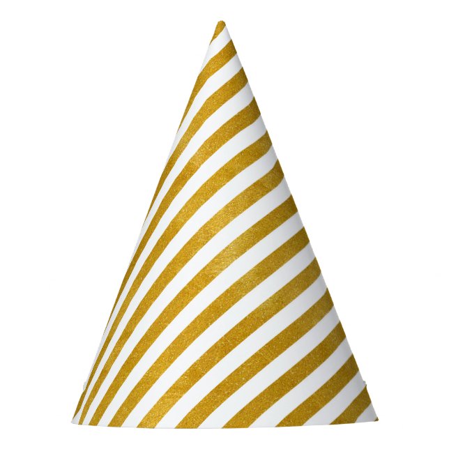 Eleganter Goldstreifen - Gewohnheit Ihre Farbe Partyhütchen (Vorderseite)