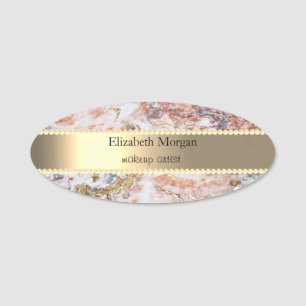 Eleganter Goldstreifen, Perlen, Ombre Marmor Namensschild