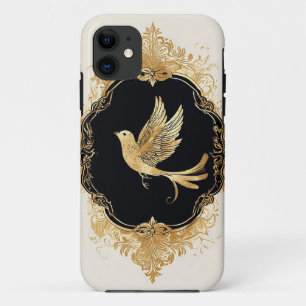 Eleganter Goldvogel in aufwendigem Vintage-Rahmen Case-Mate iPhone Hülle