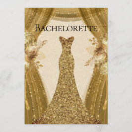 Eleganter Goldvorhang Dress Junggeselinnen-Abschie Einladung