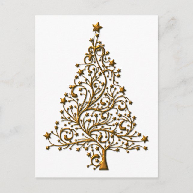 Eleganter Goldweihnachtsbaum Feiertagspostkarte (Vorderseite)