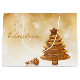 Eleganter Goldweihnachtsbaum Große Geschenktüte