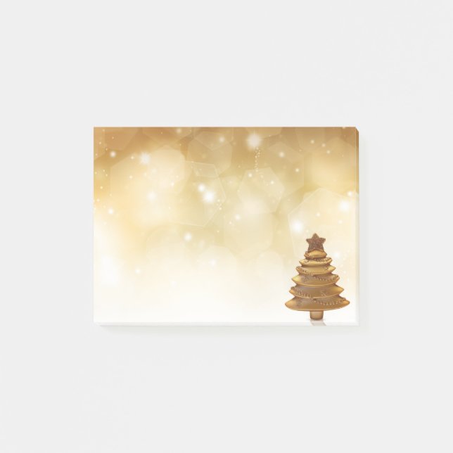 Eleganter Goldweihnachtsbaum Post-it Klebezettel (Vorderseite)