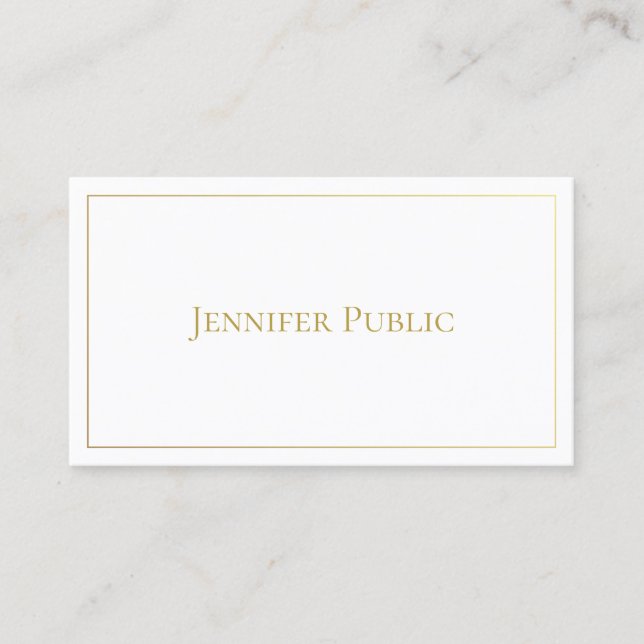 Eleganter Goldweißer Minimalistischer Chic Visitenkarte (Vorderseite)
