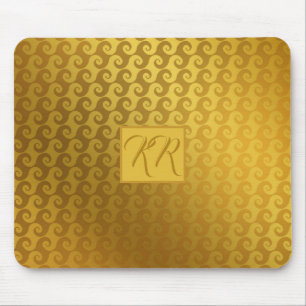 Eleganter Goldwirl-Mit Monogramm Computer Mousepad