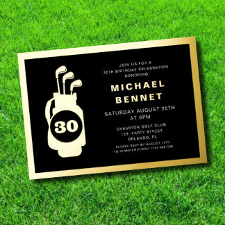 Eleganter Golf 30. Geburtstag Folieneinladung