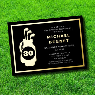 Eleganter Golf 30. Geburtstag Folieneinladung