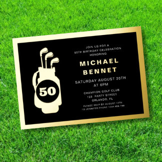 Eleganter Golf 50. Geburtstag Folieneinladung