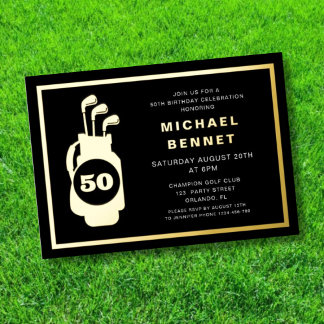 Eleganter Golf 50. Geburtstag Folieneinladung
