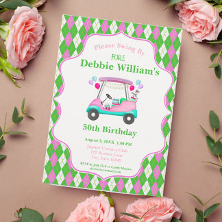 Eleganter Golf Cart zum Geburtstag von Frauen bere Einladung