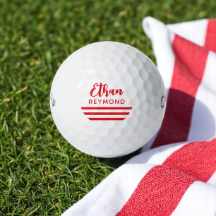 Eleganter Golfer Name mit 3 roten Streifen Golfball