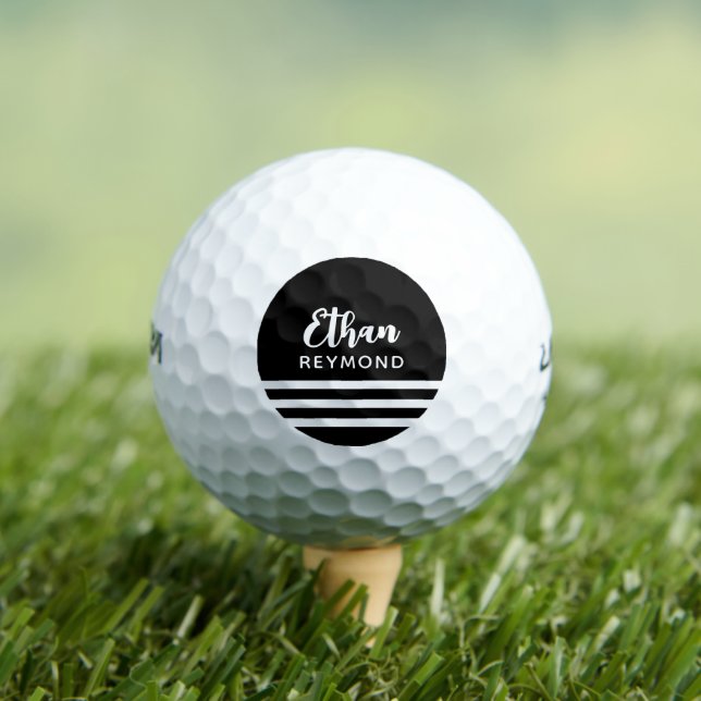 Eleganter Golfer Name mit 3 Streifen schwarz Golfball (Insitu T-Shirt)