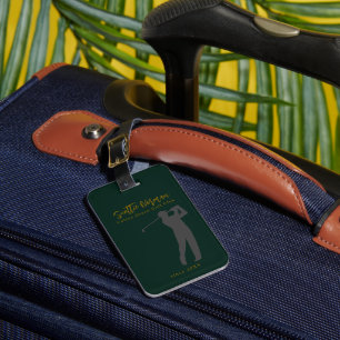 Eleganter Golfer Tiefgrünes Golfgepäckanhänger Gepäckanhänger