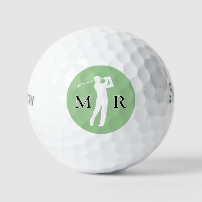 Eleganter Golfspieler Ball / 2 Initialen / Mann go (Vorderseite)