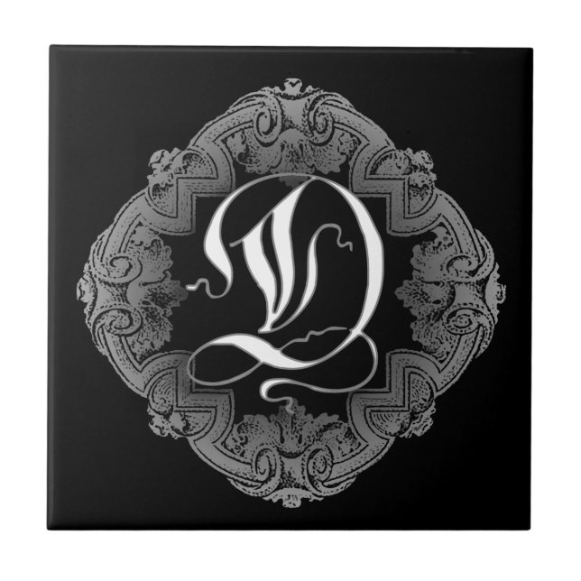 Eleganter Goth Initial D Fliese (Vorderseite)