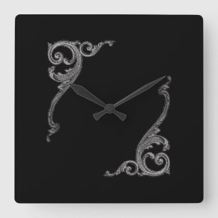 Eleganter Goth Strudel-Entwurf Quadratische Wanduhr